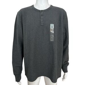 Men's Gray Thermal Henley Shirt